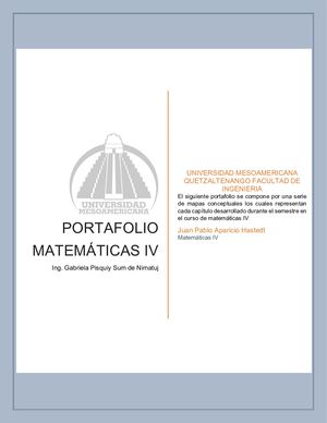 Portafolio Matemáticas Iv, Juan Pablo Aparicio Hastedt 201830004