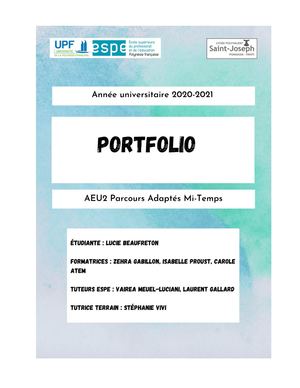 Portfolio Lucie Beaufreton Espe Upf 2020