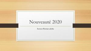 Nouveautés Romans 2020