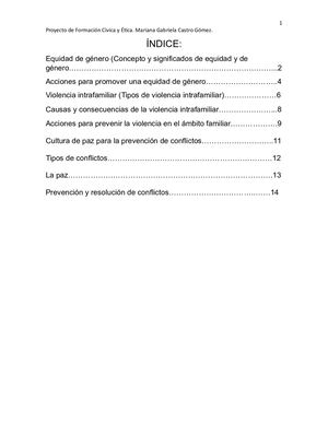 Proyecto de Formación Cívica y Ética. Mariana Gabriela Castro Gómez