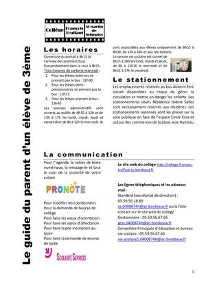 Le Guide Du Parent De Troisième