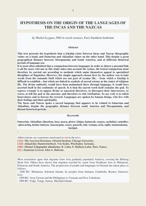 Akkad, Sumer, and Incas, Nazcas languages