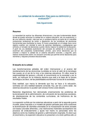 La calidad de la Educación