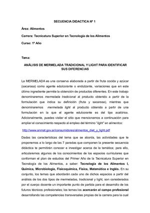 Secuencia Didactica Alimentos 1 Año Sin Elaboracion