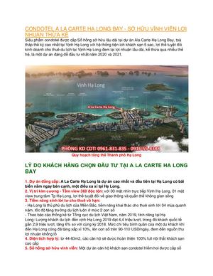 Dự áN Condotel A La Carte Ha Long
