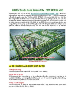 Biệt Thự Liền Kề Hana Garden City Mê Linh