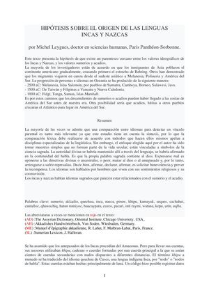 Sumer, Akkad, Y Incas, Nazcas Idiomas (Spanish)