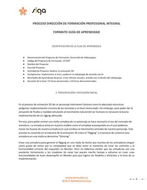 Guia De Aprendizaje Animacion 3d Rigging