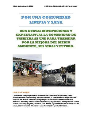 Por Una Comunidad Limpia Y Sana