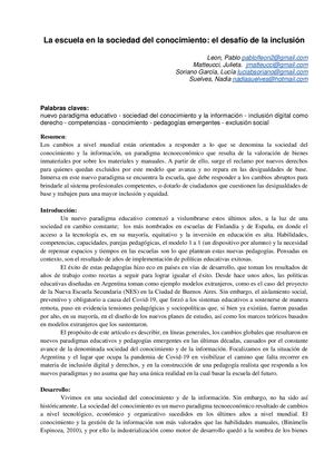 Calaméo - La Escuela en la Sociedad del Conocimiento: el desafío de la ...