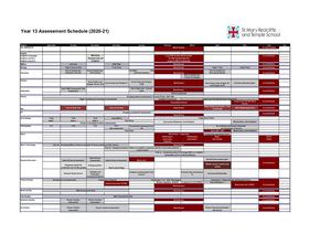Y13 Assessment Schedule 2020 21