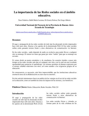 La importancia de las Redes sociales en el ámbito educativo.