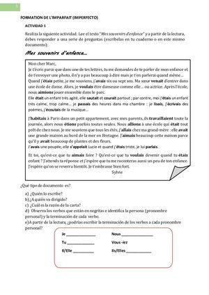 Formation De L'imparfait