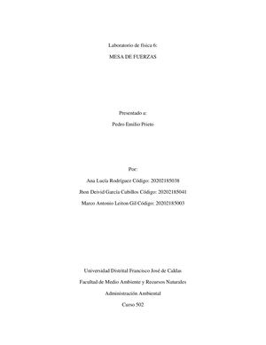 Informe De Laboratorio (6) Mesa De Fuerzas 502