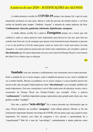 2nde Justificações dadas pelos Alunos