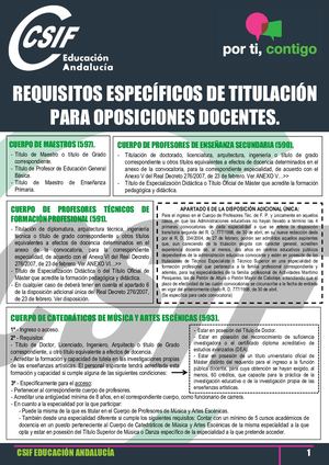 Boletín Titulaciones Oposiciones Docentes