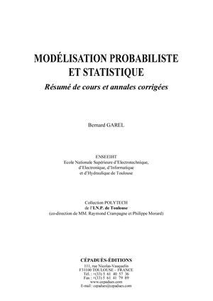 Modelisation Statistique Calaméo - Extrait 590 Modélisation Probabiliste Et Statistique