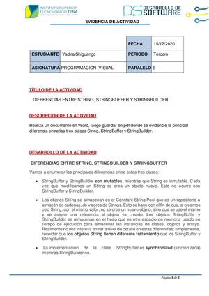 DIFERENCIAS ENTRE STRING, STRINGBUFFER Y STRINGBUILDER