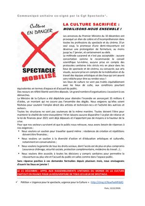 Cp Cgt Spect 1412020 La Culture Sacrifiée