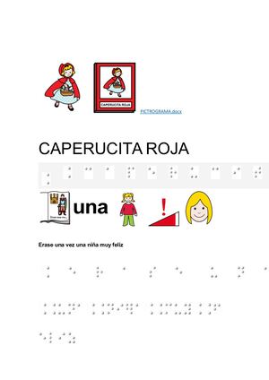 Pictrograma y Braille Caperucita