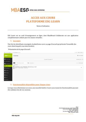 Mba Esg Esg Learn Notice Intervenant Accès Cours + Collaborate