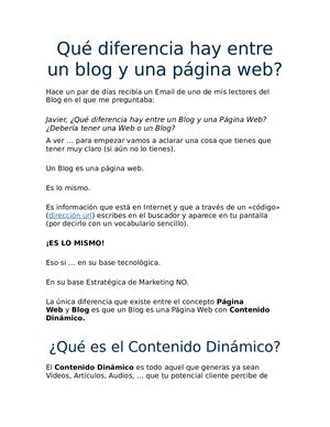 Qué Diferencia Hay Entre Un Blog Y Una Página Web