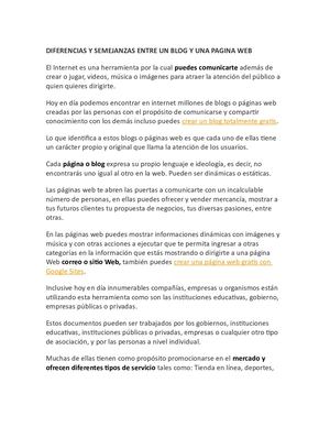 Diferencias Y Semejanzas Entre Un Blog Y Una Pagina Web