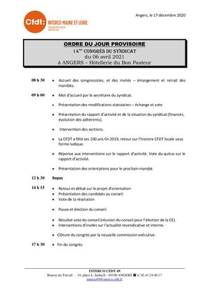 3 ORDRE DU JOUR PROVISOIRE CONGRES