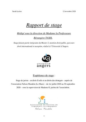 Rapport de Stage Sarah Leclerc