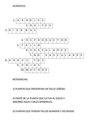 LAS PLANTAS ACRÓSTICO JUANA BOLATTI