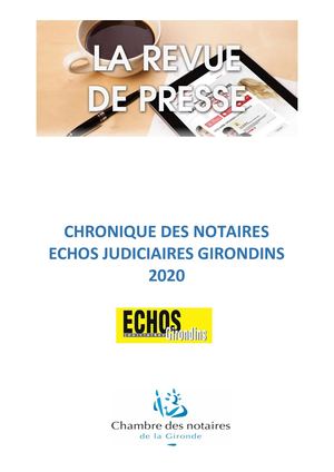 Chronique des Notaires EJG 2020