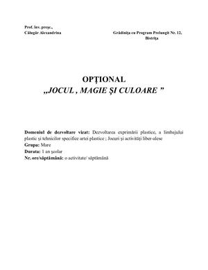 Opțional- Joc, Magie ȘI Culoare (1)