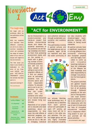 1st Newsletter of “ACT4ENV”