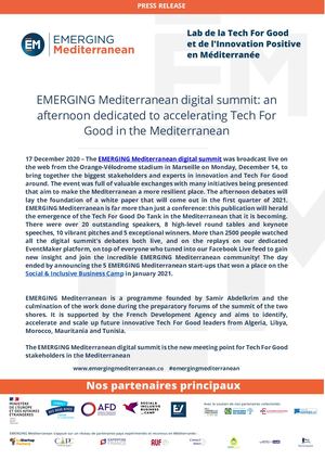 Communiqué de presse – Bilan Sommet digital Emerging Mediterranean