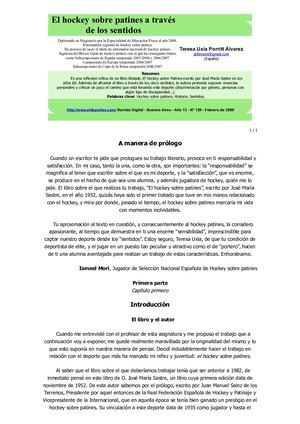 El Hockey Sobre Patines A Través De Los Sentidos