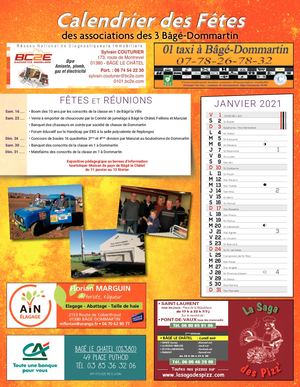 Calendrier des Fêtes des associations des 3 Bâgé-Dommartin 2021