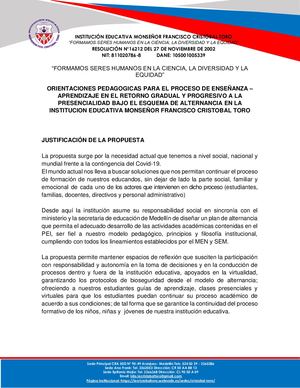 2021 Protocolo Pedagogico I E Monseñor Francisco Cristobal Toro