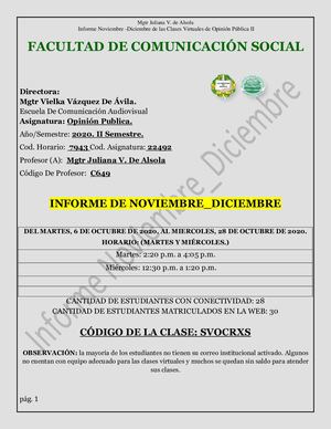 Informe Noviembre Diciembre Opinión Públicaii Mgtr Juliana V De Alsola