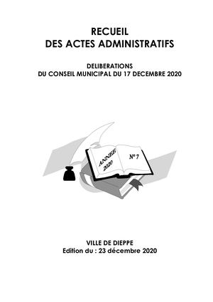 Recueil Des Actes Administratifs N° 2020 07 Cm Du 17 12 2020