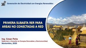 PRIMERA SUBASTA RER PARA AREAS NO CONECTADAS A RED