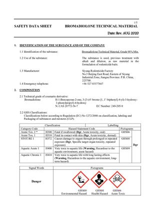 Bromadiolone Technical Grade Material