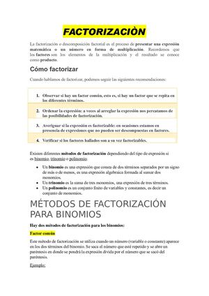 Factorizaciòn