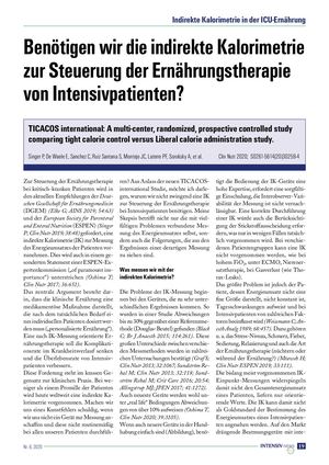 06 Benötigen Wir Die Indirekte Kalorimetrie Zur Steuerung Der Ernährungstherapie Von Intensivpatienten