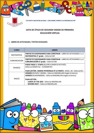 2do Grado Lista De ÚTiles 2021