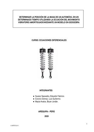 Determinar La Posición De La Masa De Un Automóvil En Un Determinado Tiempo Utilizando La Ecuación Del Movimiento Vibratorio Amortiguado Mediante Un Modelo En Geogebra