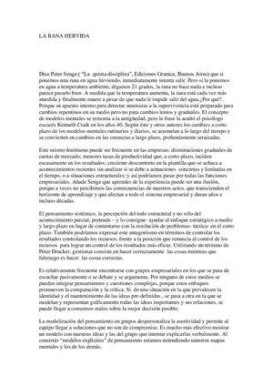 La Rana Hervida, Basada En La Obra De Peter Senge