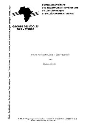 Cours De Technologie De Construction Tome1 Juil 2002