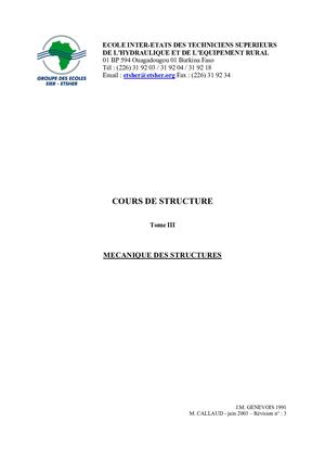 Poly ETSHER Mécanique Des Structures CALLAUD 2003