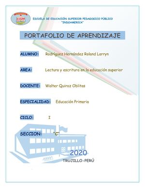 PORTAFOLIO DE LECTURA Y ESCRITURA EN LA EDUCACION SUPERIOR