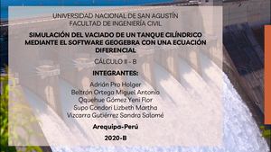 Vaciado de un Tanque Cilíndrico -Seguidores de John Smeaton- Calculo II